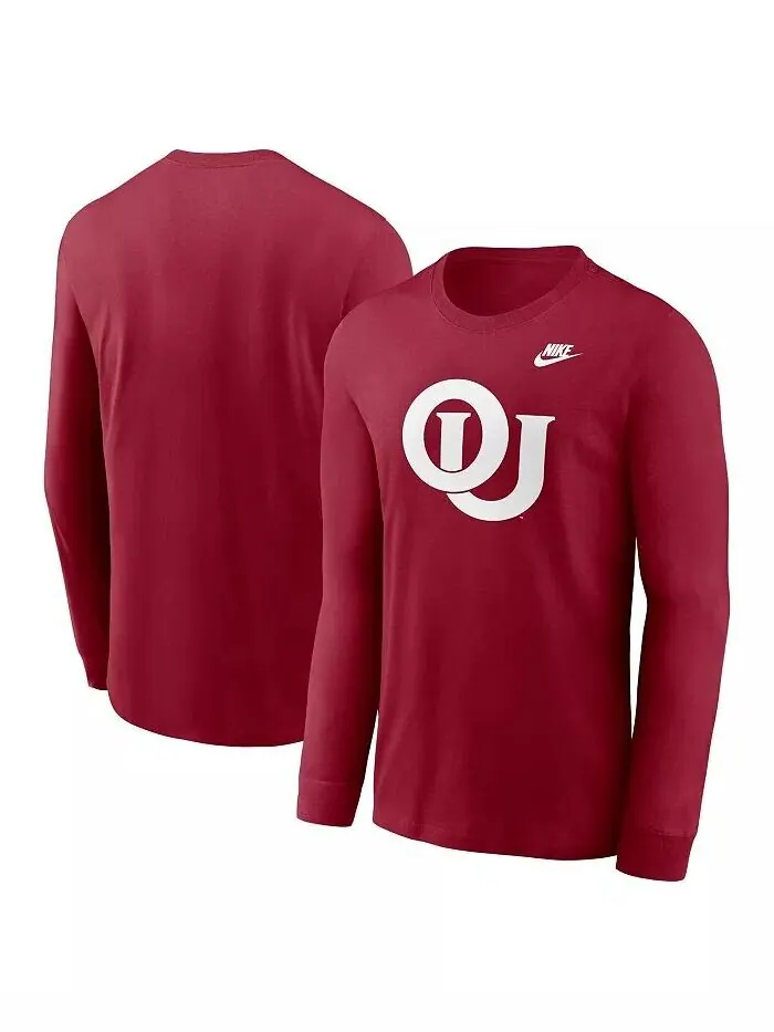 Мужская темно-красная футболка с длинным рукавом с логотипом Oklahoma Sooners Legacy Primary Nike — изображение 1 из 3