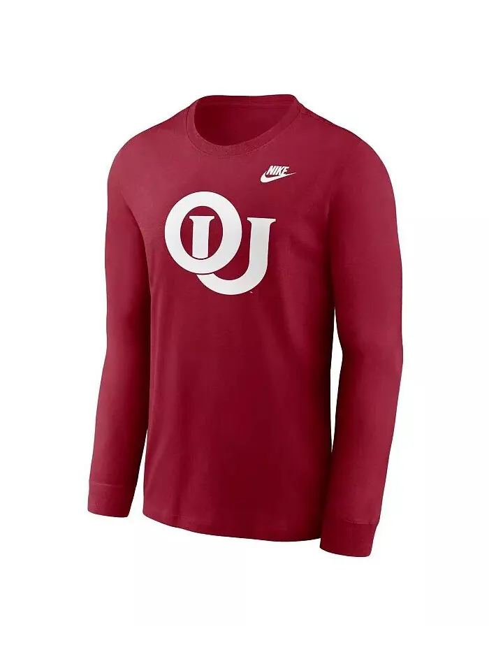 Мужская темно-красная футболка с длинным рукавом с логотипом Oklahoma Sooners Legacy Primary Nike — изображение 2 из 3