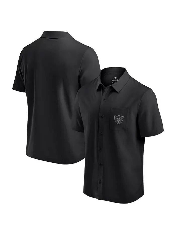 Мужская черная футболка с пуговицами Las Vegas Raiders Front Office Fanatics — изображение 1 из 3
