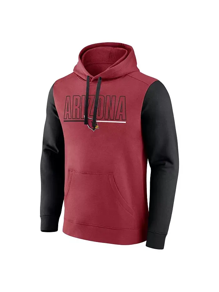 Мужская толстовка с капюшоном Arizona Cardinals Outline цвета кардинал/черный Fanatics — изображение 3 из 3