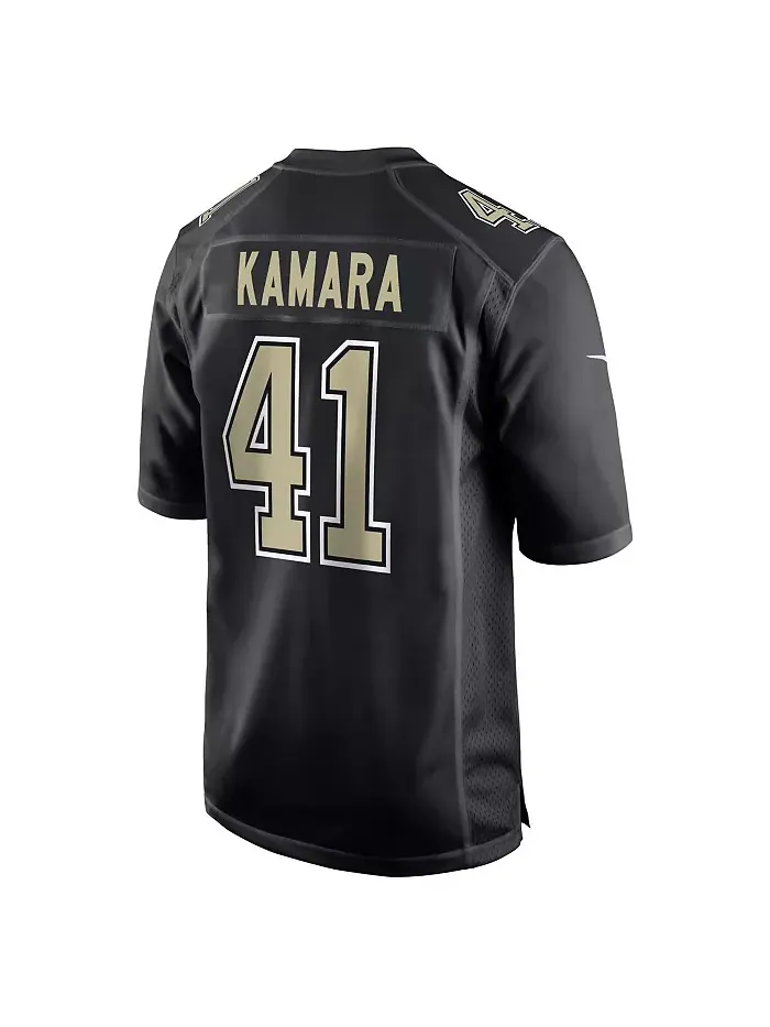 Мужская модная игровая футболка Alvin Kamara Carbon Black New Orleans Saints Nike — изображение 2 из 3