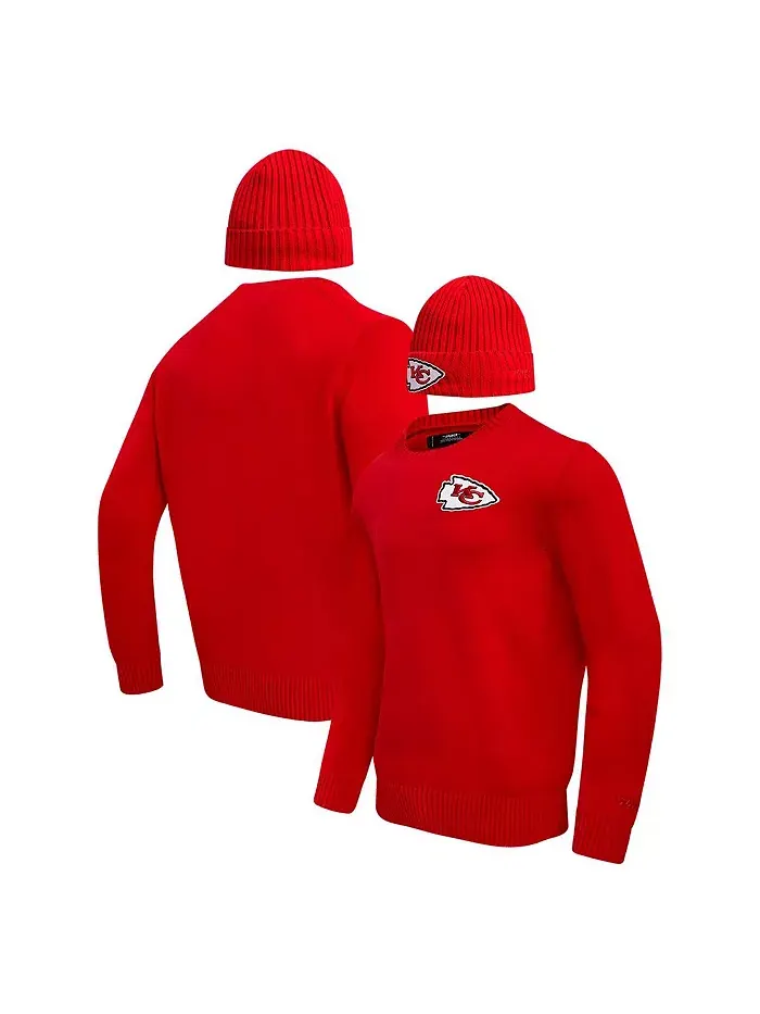 Мужской подарочный набор: красный свитер с круглой горловиной Kansas City Chiefs и вязаная шапка с — изображение 1 из 4