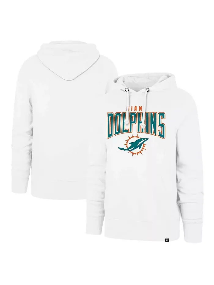 Мужская белая толстовка с капюшоном Miami Dolphins Elements Arch Headline Pullover Hoodie '47 Brand — изображение 1 из 3