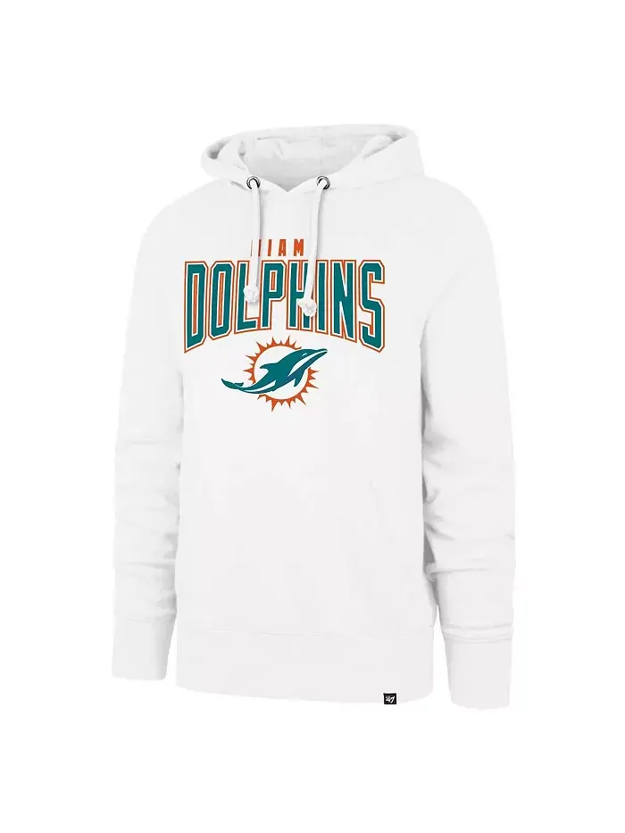 Мужская белая толстовка с капюшоном Miami Dolphins Elements Arch Headline Pullover Hoodie '47 Brand — изображение 3 из 3