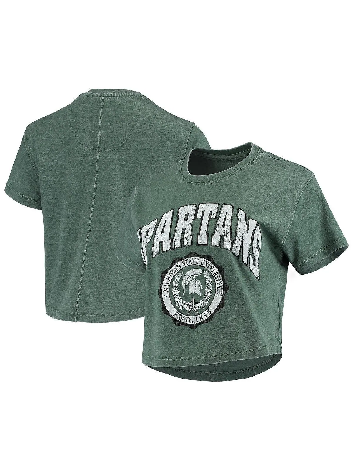 Зеленая женская укороченная футболка в винтажном стиле Michigan State Spartans Edith Burnout — изображение 1 из 3, зеленый
