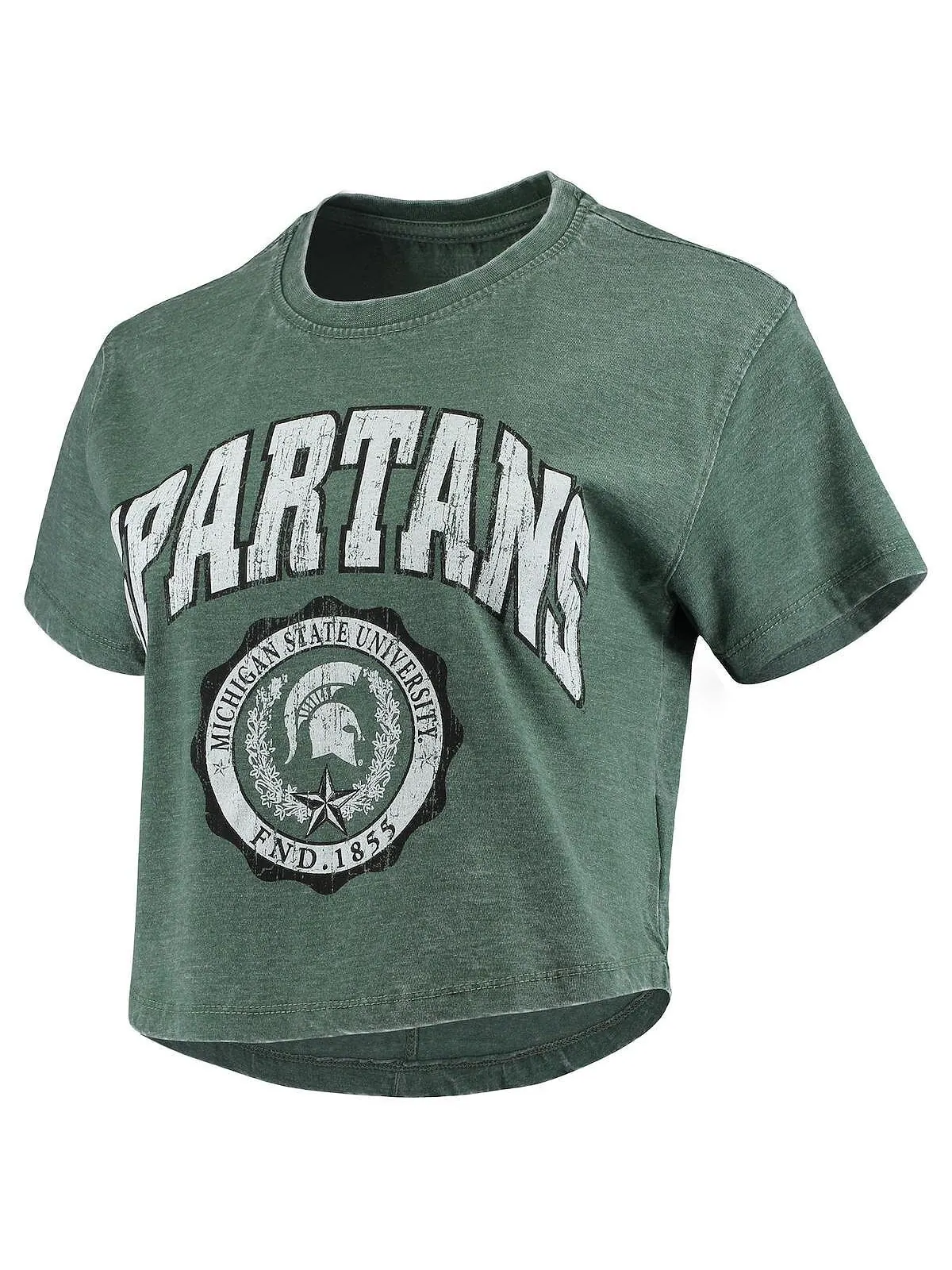 Зеленая женская укороченная футболка в винтажном стиле Michigan State Spartans Edith Burnout — изображение 2 из 3, зеленый