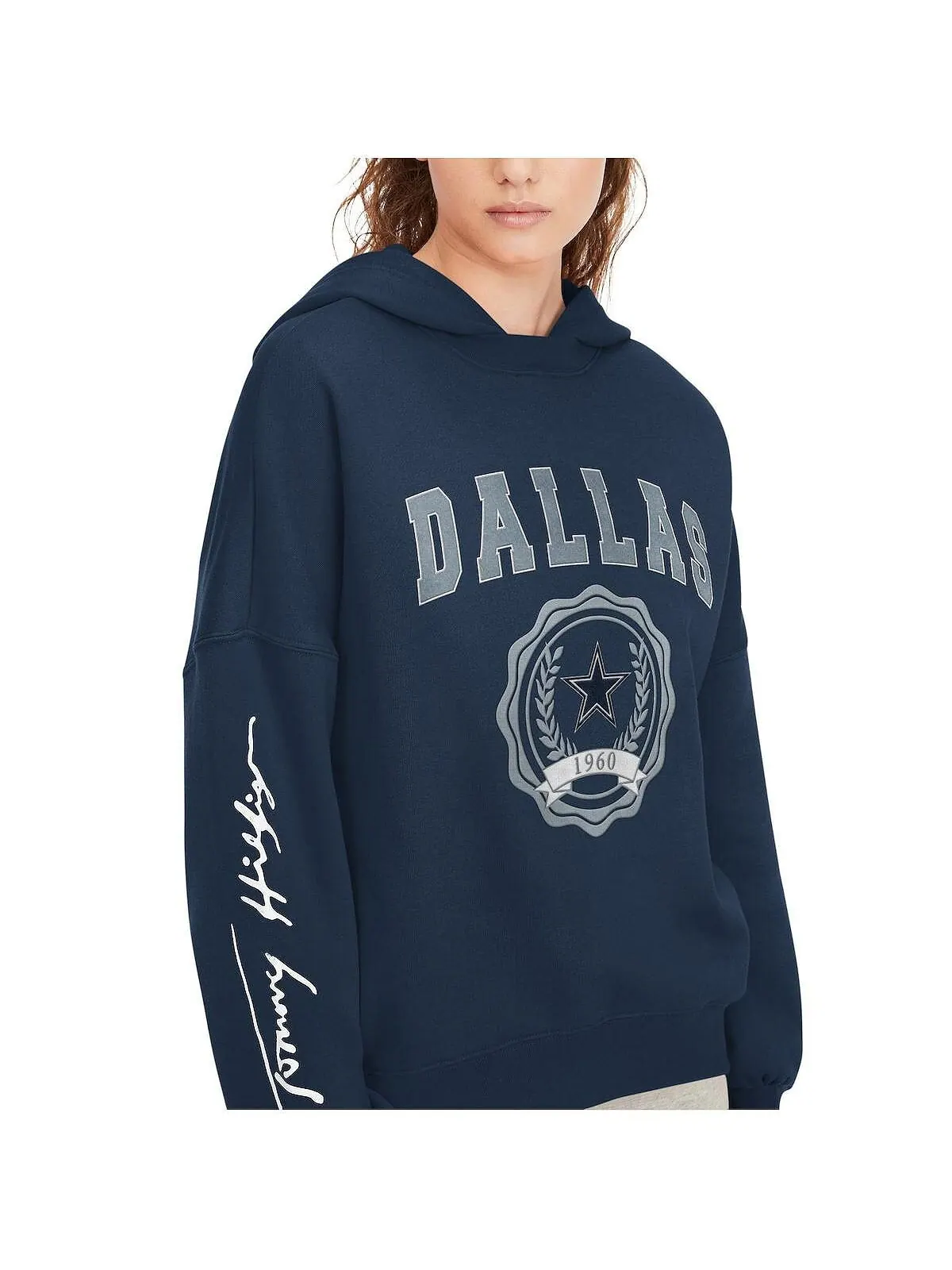Женский темно-синий пуловер с капюшоном Dallas Cowboys Becca с заниженными плечами Tommy Hilfiger — изображение 3 из 3
