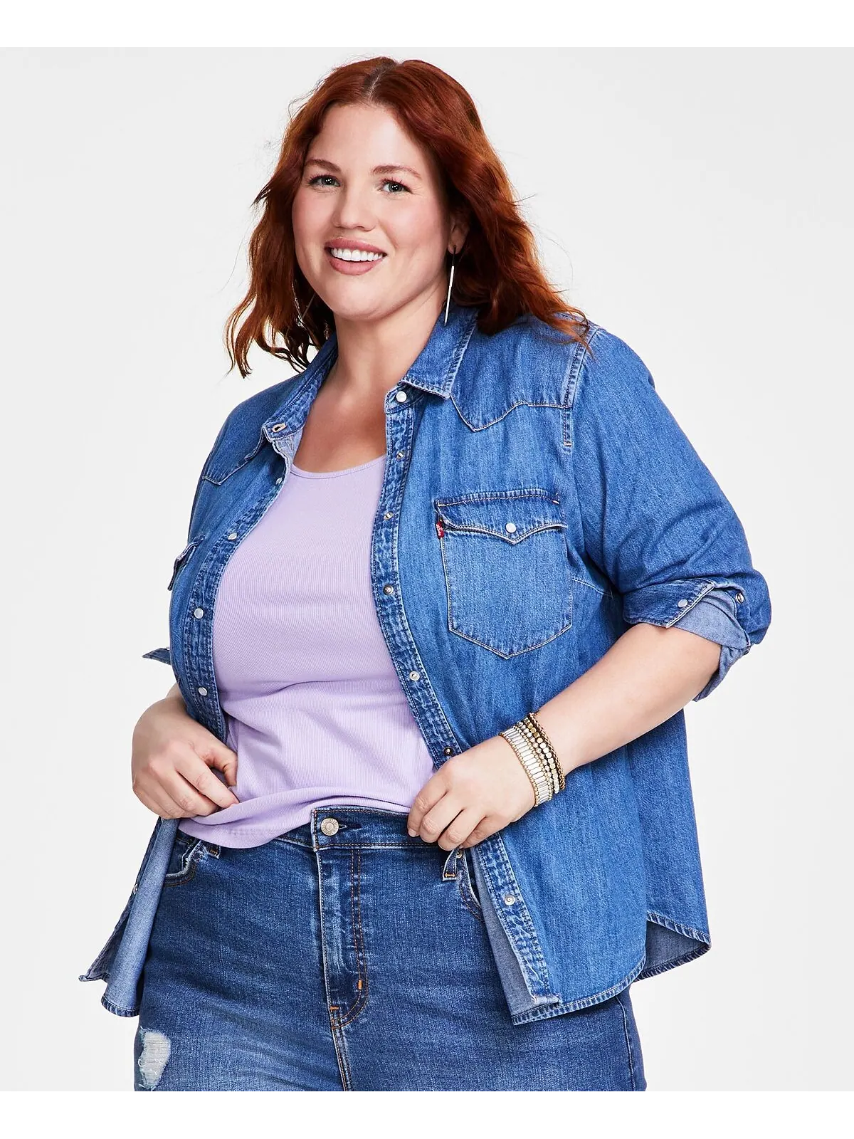 Модная рубашка из хлопка в стиле вестерн больших размеров Levi's — изображение 1 из 3