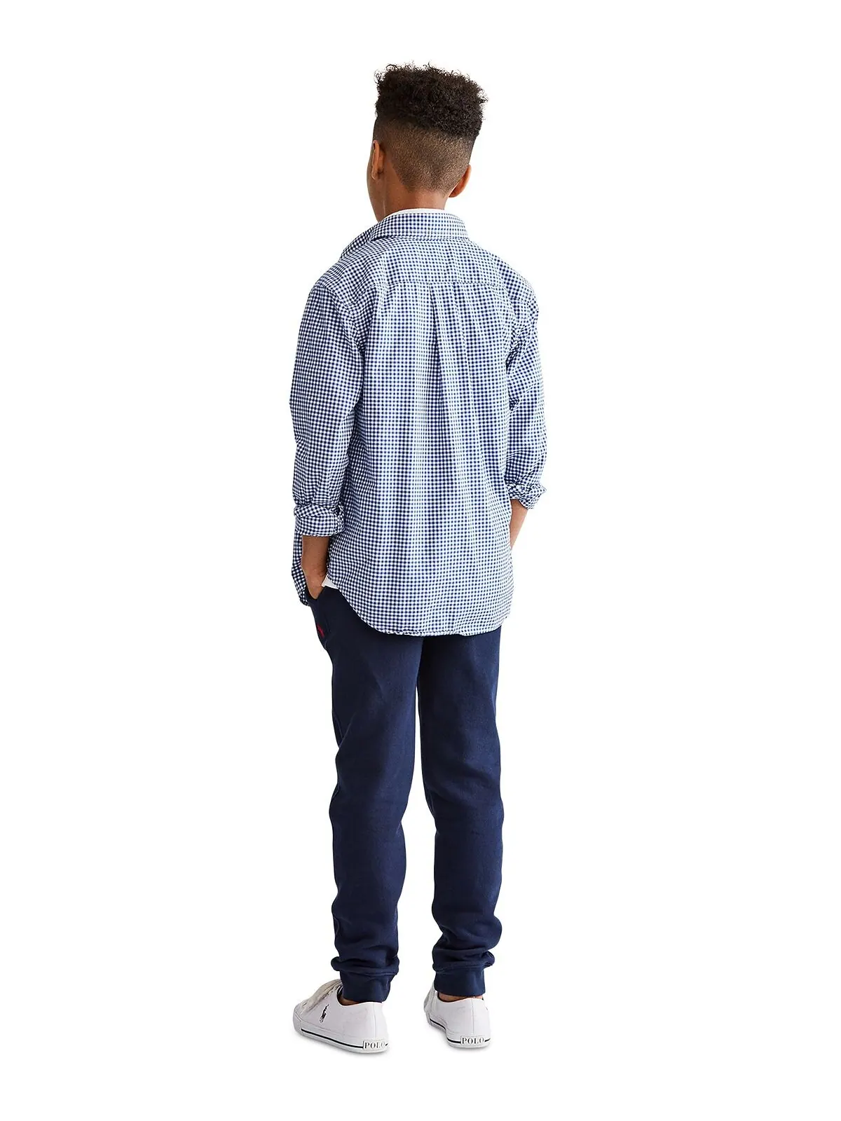Рубашка из хлопкового поплина в клетку для мальчиков Big Boys Polo Ralph Lauren — изображение 2 из 5, синий мульти