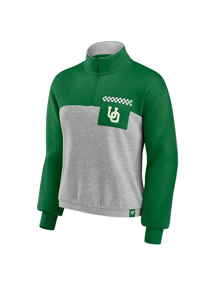 Женская фирменная зелено-серая куртка Oregon Ducks с цветными блоками и молнией на четверть по — изображение 3 из 3