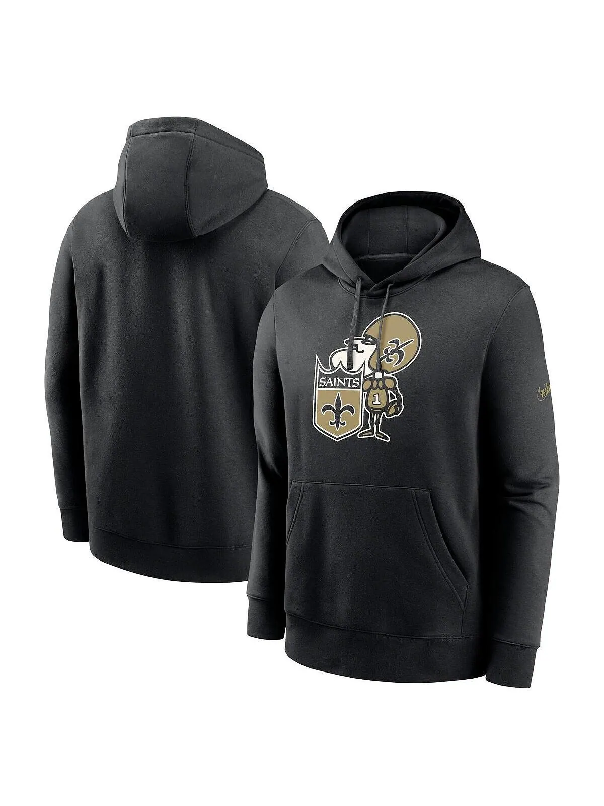 Мужской черный пуловер с капюшоном New Orleans Saints Rewind Club Nike — изображение 1 из 3