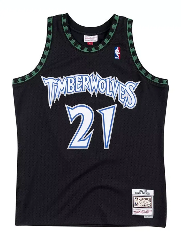 Мужская баскетбольная майка Kevin Garnett в черном цвете Minnesota Timberwolves Hardwood Classics — изображение 1 из 2