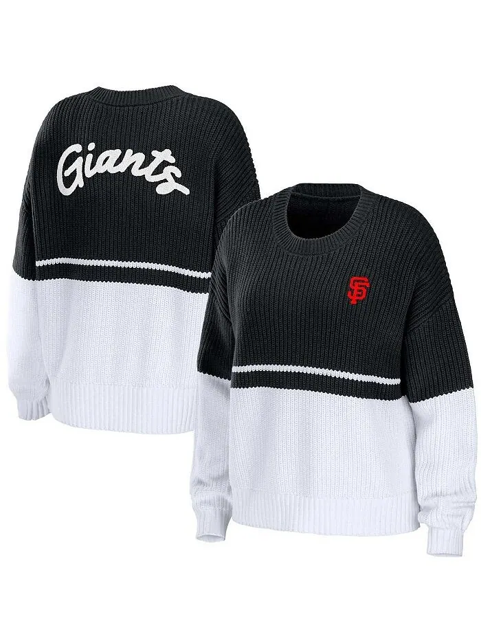 Женский черный и белый массивный пуловер San Francisco Giants WEAR by Erin Andrews — изображение 1 из 3, черный белый