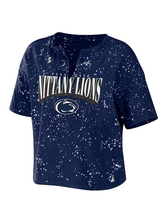 Женская темно-синяя укороченная футболка с вырезом и вырезом Penn State Nittany Lions Bleach Wash — изображение 2 из 3
