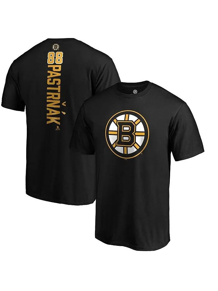 Мужская черная футболка с логотипом David Pastrnak Boston Bruins Playmaker Fanatics — изображение 1 из 1, черный