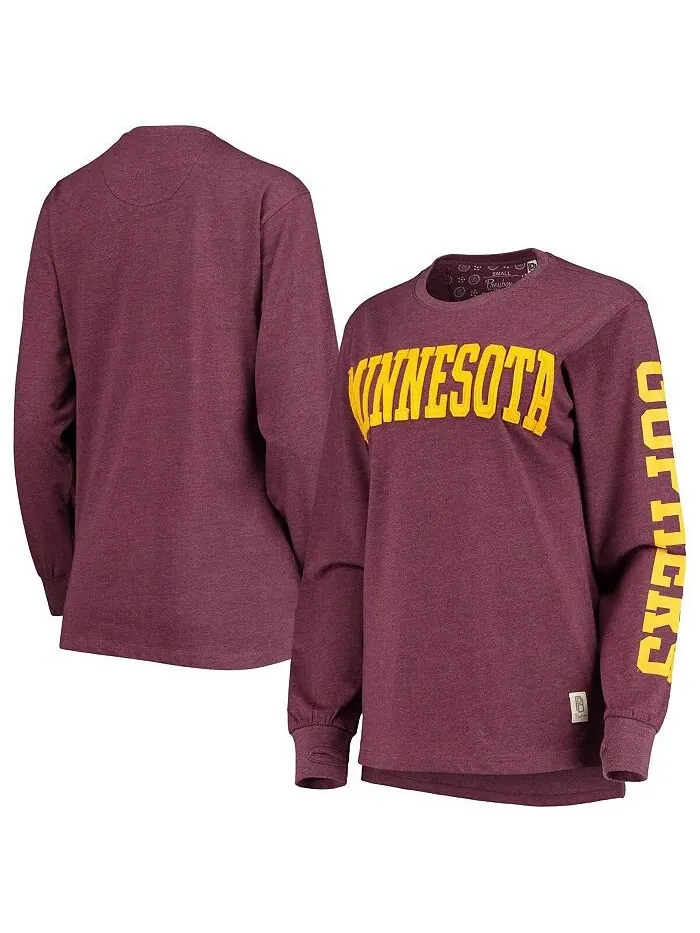 Женская темно-бордовая футболка с длинным рукавом Minnesota Golden Gophers Two-Hit Canyon Pressbox — изображение 1 из 4