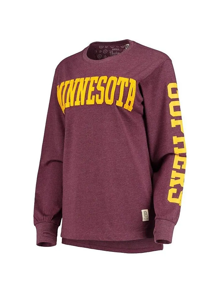 Женская темно-бордовая футболка с длинным рукавом Minnesota Golden Gophers Two-Hit Canyon Pressbox — изображение 2 из 4