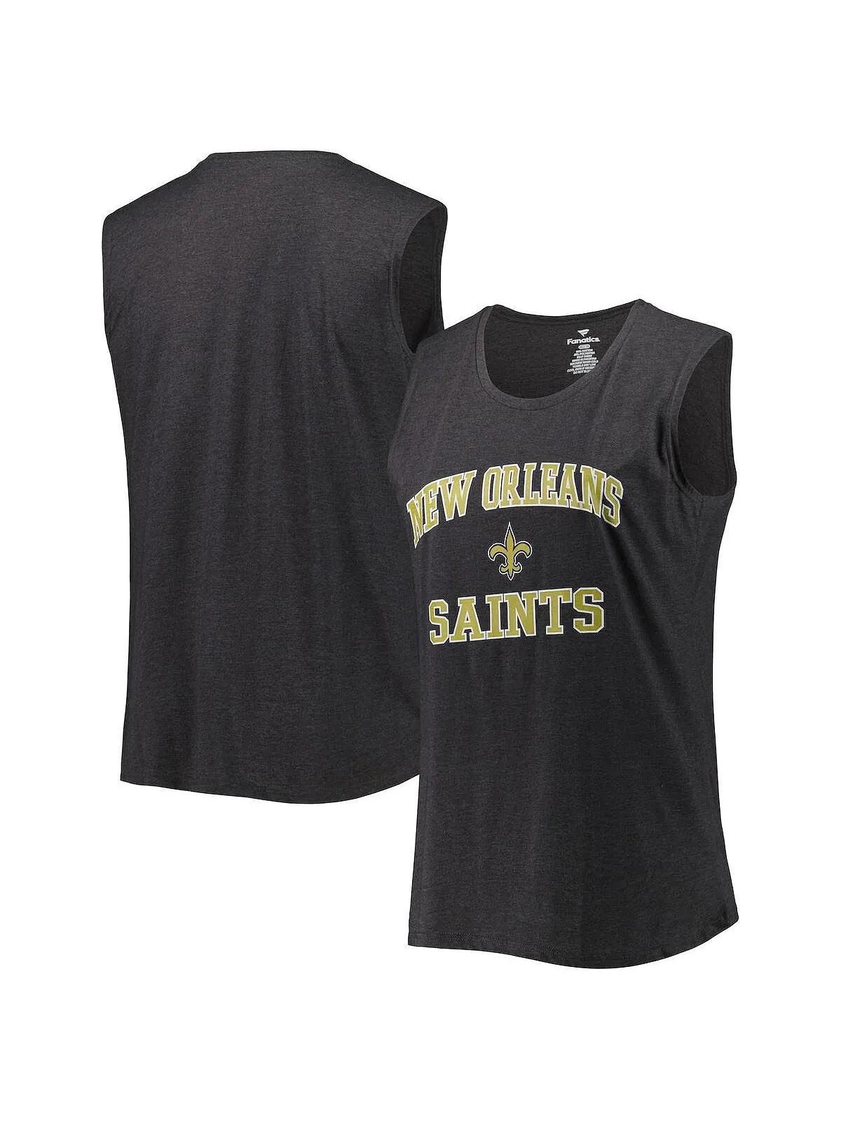 Женская фирменная майка больших размеров Heather Charcoal New Orleans Saints Fanatics — изображение 1 из 3, темно-серый