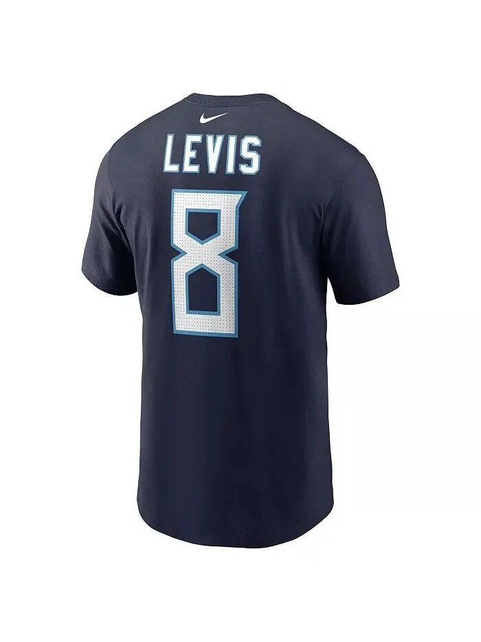 Мужская футболка Will Levis Navy Tennessee Titans 2023 NFL Draft с именем и номером игрока Nike — изображение 2 из 3