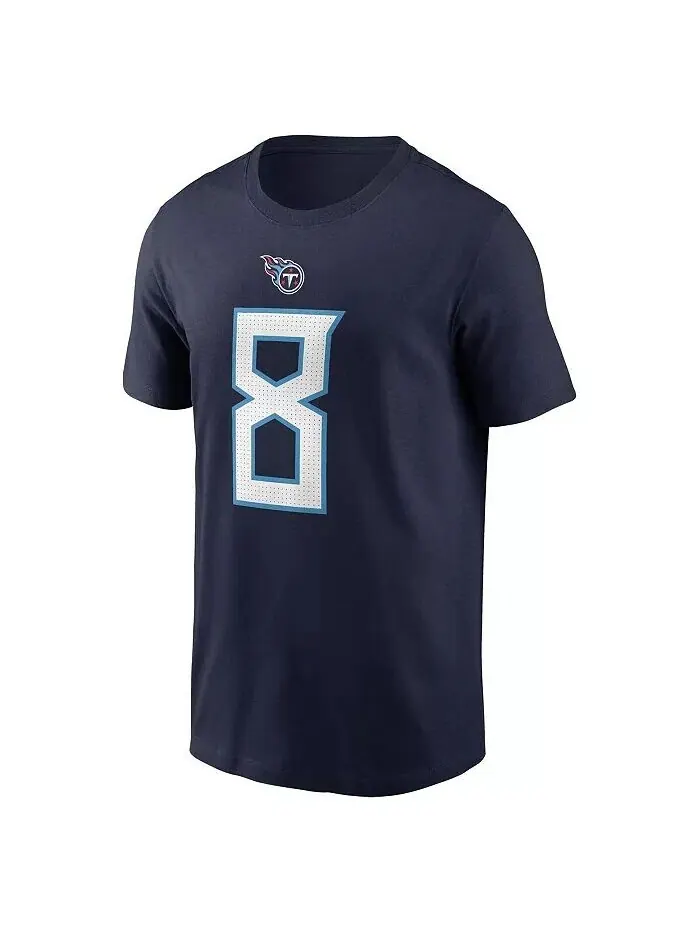 Мужская футболка Will Levis Navy Tennessee Titans 2023 NFL Draft с именем и номером игрока Nike — изображение 3 из 3