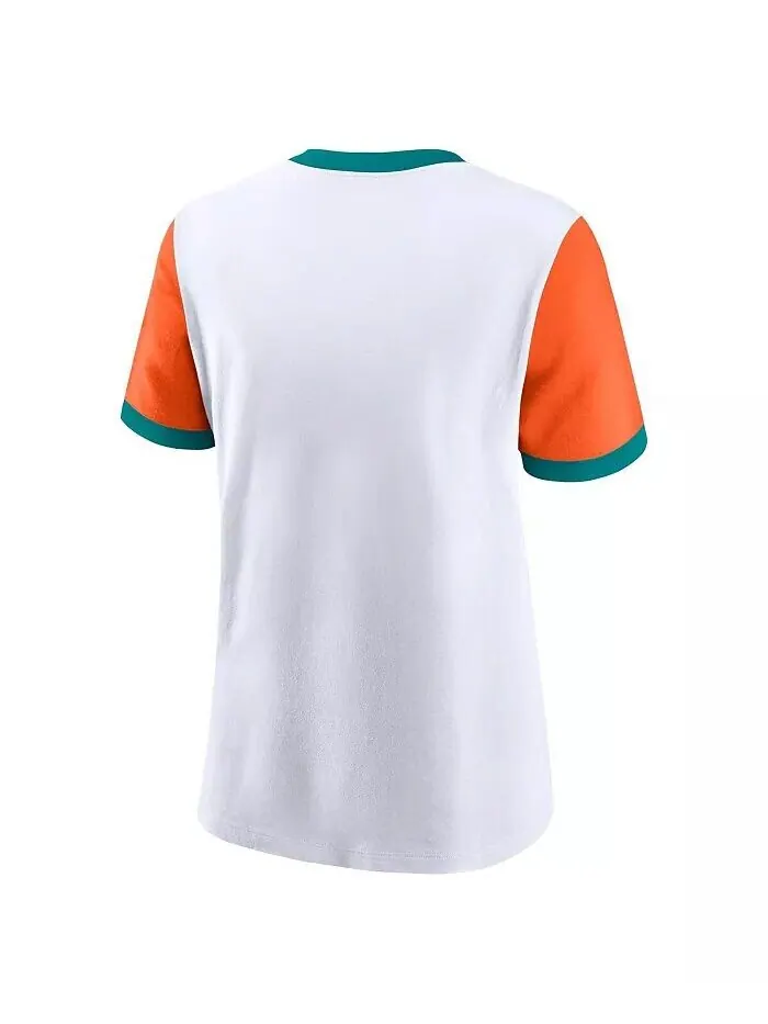 Женская белая/оранжевая футболка Miami Dolphins Rewind Ringer Nike — изображение 3 из 3