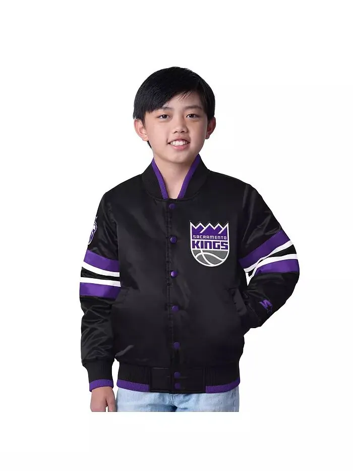 Куртка на кнопках Sacramento Kings Scout Varsity Black для больших мальчиков и девочек Starter — изображение 1 из 2