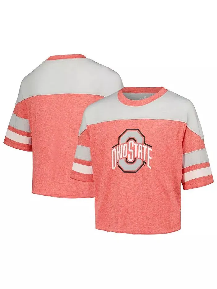 Футболка с полосками из джерси с надписью «Sunday Friday» от Ohio State Buckeyes для девочек — изображение 1 из 3