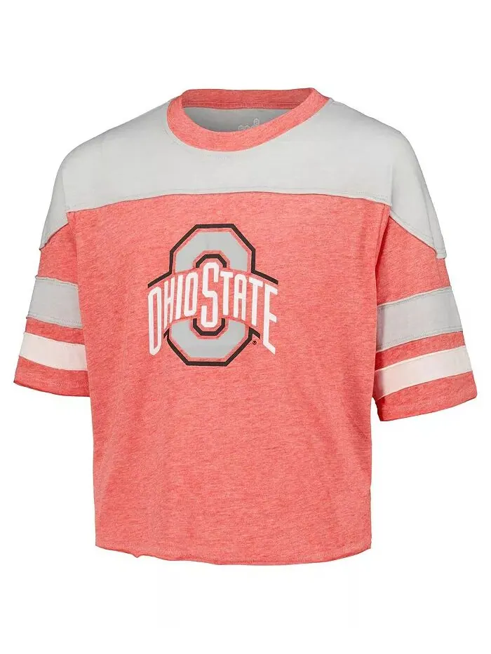 Футболка с полосками из джерси с надписью «Sunday Friday» от Ohio State Buckeyes для девочек — изображение 2 из 3