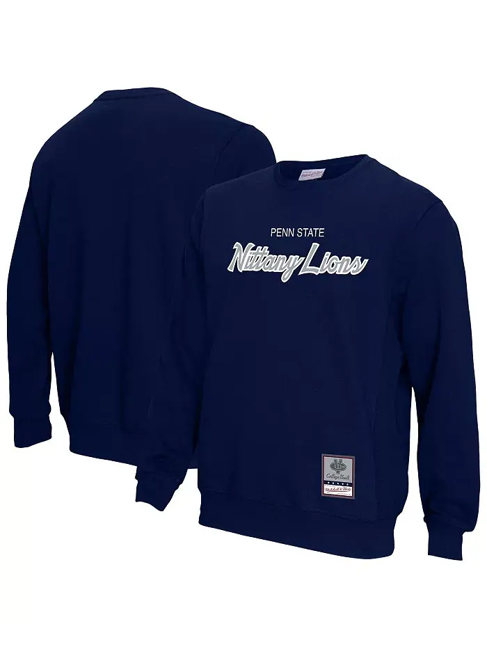 Мужская толстовка с капюшоном Penn State Nittany Lions Elite Script, темно-синяя Mitchell & Ness — изображение 1 из 3