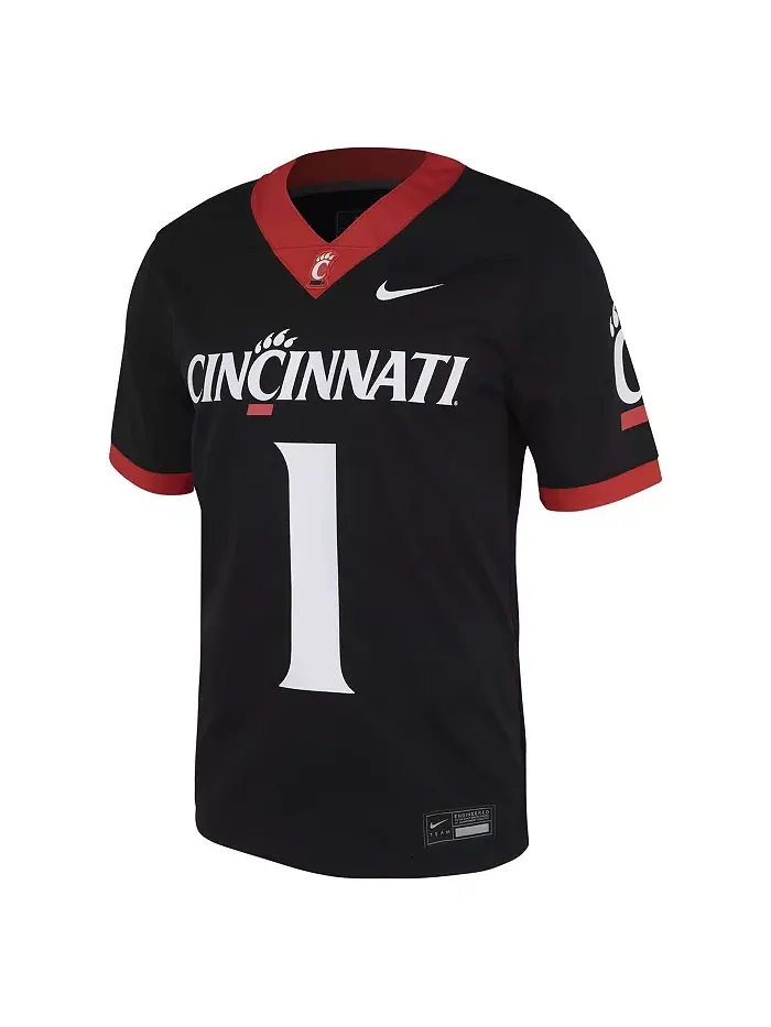 Мужская футбольная майка Cincinnati Bearcats Untouchable #1 черная Nike — изображение 2 из 3