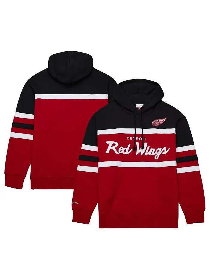Мужская красная и черная толстовка с капюшоном Detroit Red Wings Head Coach Mitchell & Ness — изображение 1 из 4