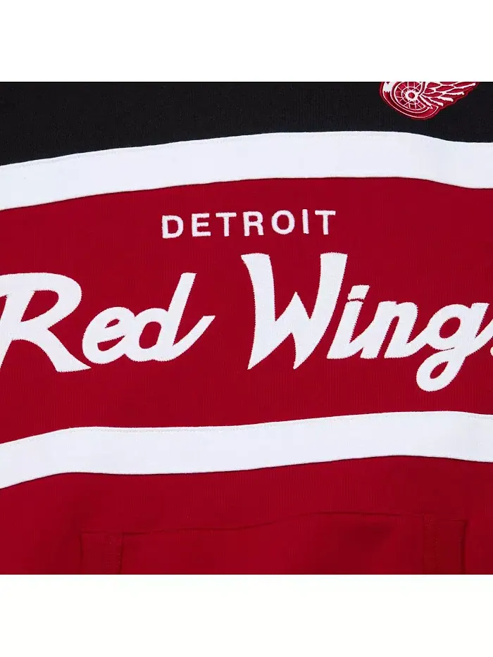 Мужская красная и черная толстовка с капюшоном Detroit Red Wings Head Coach Mitchell & Ness — изображение 2 из 4
