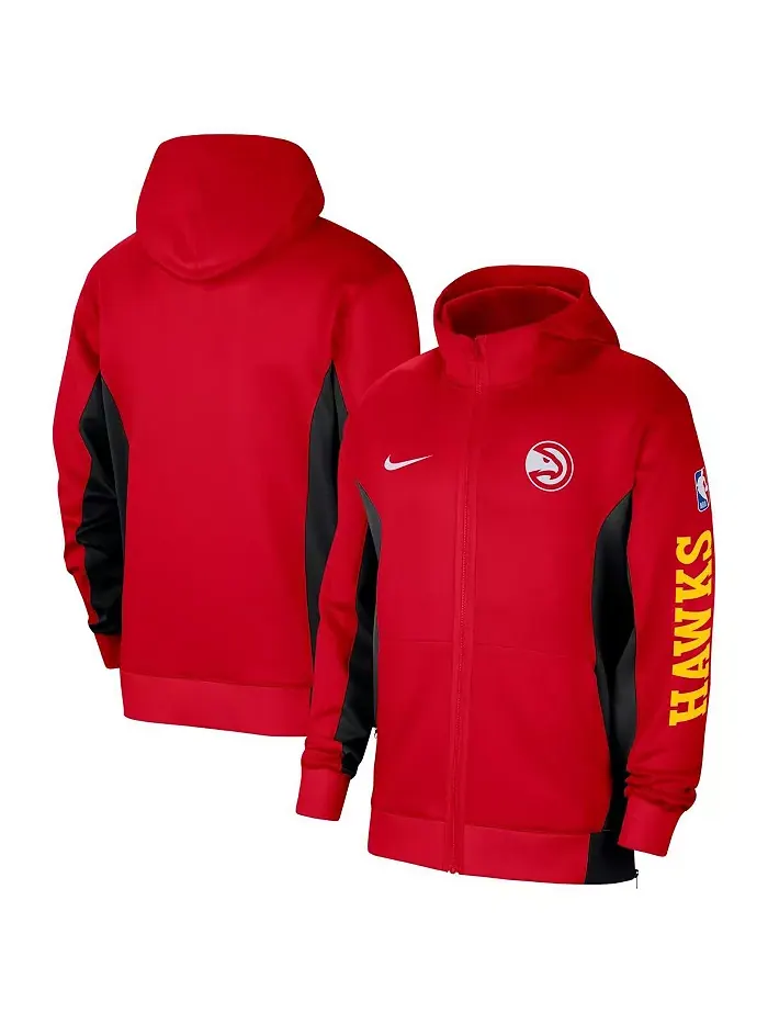 Мужская худи с полной застежкой-молнией Atlanta Hawks 2023/24 Authentic Showtime красного цвета Nike — изображение 1 из 3