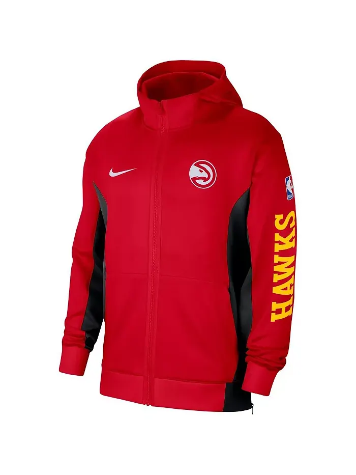 Мужская худи с полной застежкой-молнией Atlanta Hawks 2023/24 Authentic Showtime красного цвета Nike — изображение 2 из 3