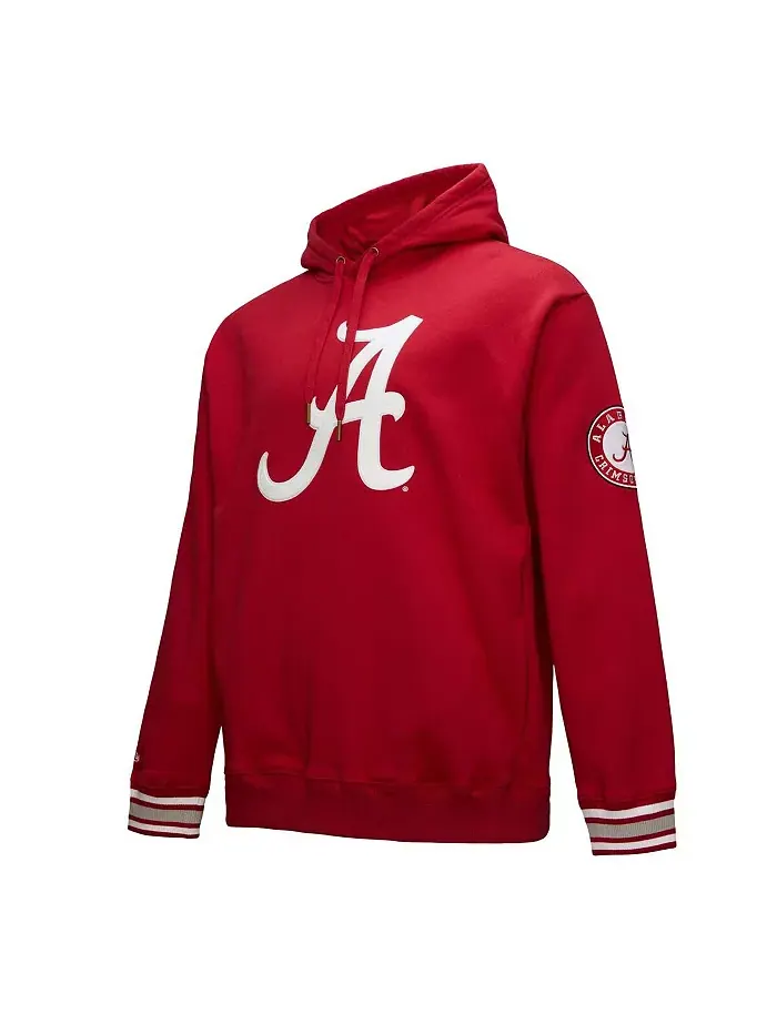 Мужской красный флисовый худи с цепным стежком Alabama Crimson Tide Mitchell & Ness — изображение 5 из 5