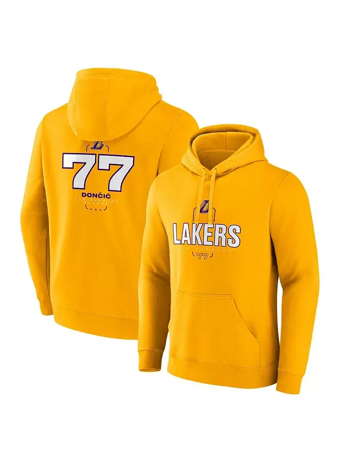 Мужская толстовка с капюшоном Luka Doncic Gold Los Angeles Lakers Icon Behind the Back Name Number — изображение 1 из 3