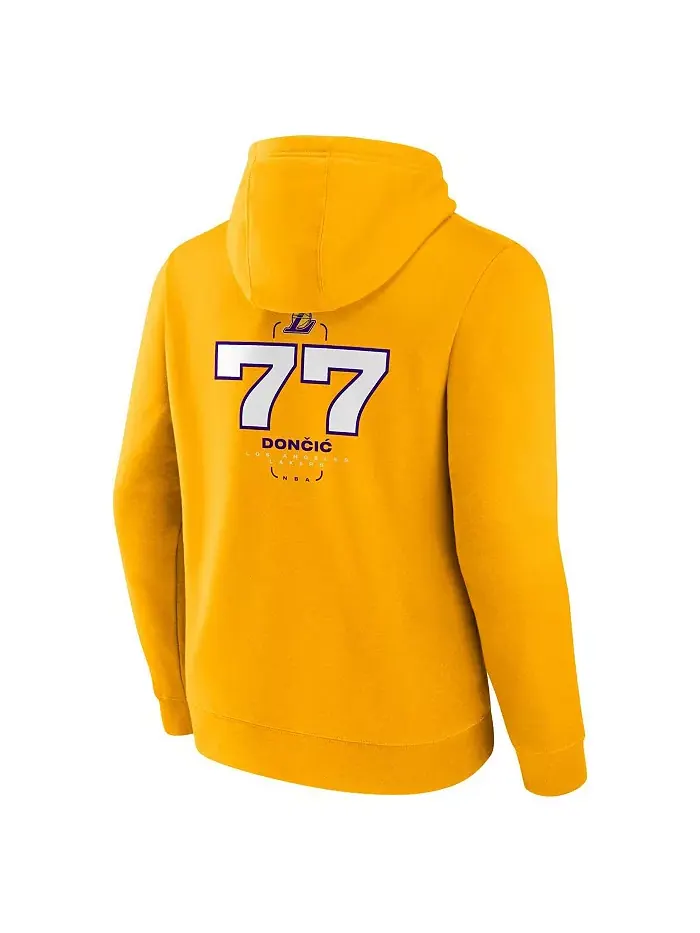 Мужская толстовка с капюшоном Luka Doncic Gold Los Angeles Lakers Icon Behind the Back Name Number — изображение 2 из 3