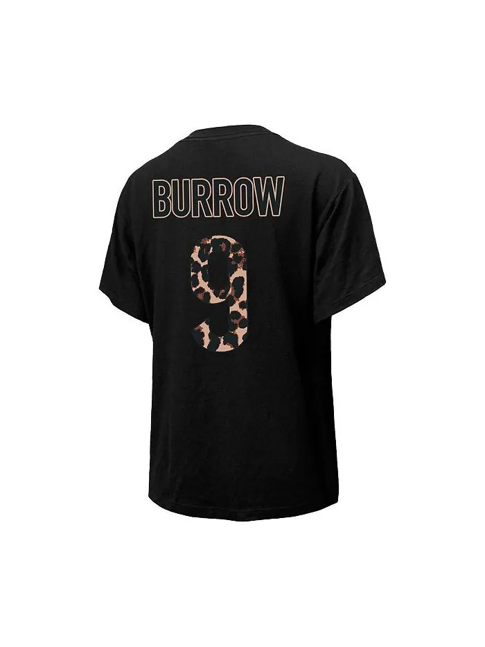 Женская футболка с леопардовым принтом Joe Burrow, черная футболка Cincinnati Bengals с именем и — изображение 2 из 3, черный