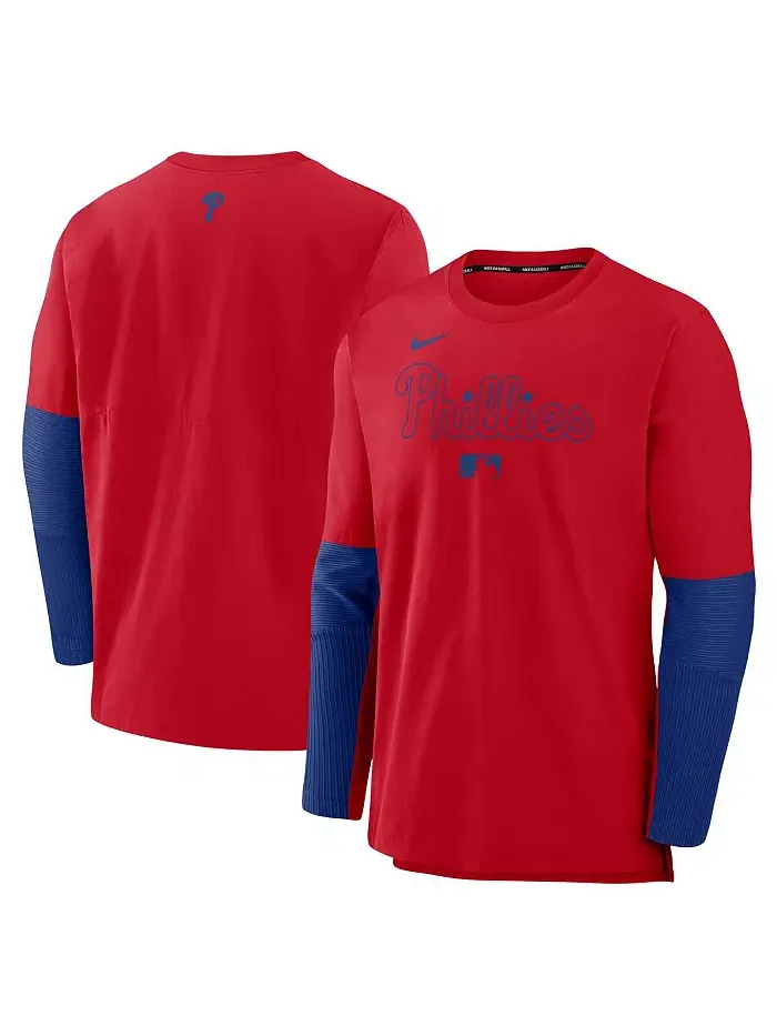 Мужская красно-синяя толстовка Philadelphia Phillies Authentic Collection из легкого трикотажа с — изображение 1 из 3