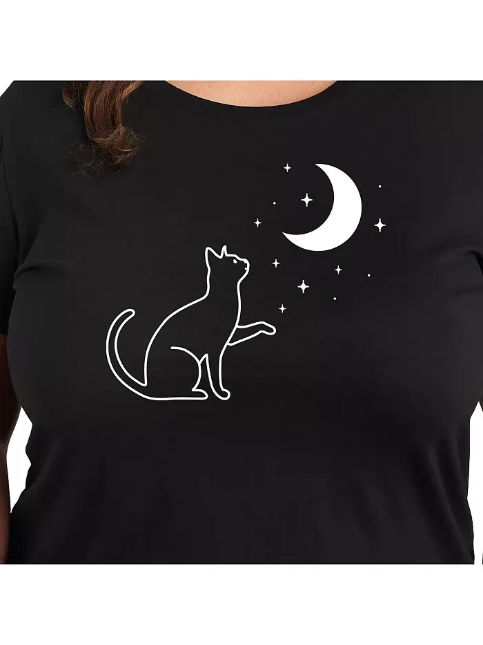Футболка с принтом Cat Moon Plus Size Hybrid Apparel — изображение 2 из 3