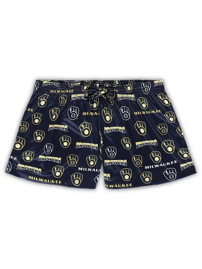 Женский белый/темно-синий Milwaukee Brewers плюс размер майка шорты спальный комплект Concepts Sport — изображение 2 из 3