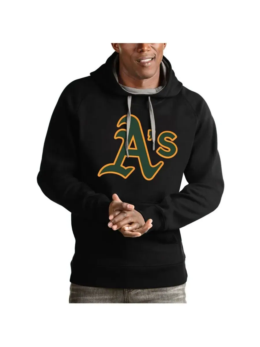 Antigua Мужская черная толстовка с логотипом команды Athletics Victory Pullover — изображение 1 из 1, черный