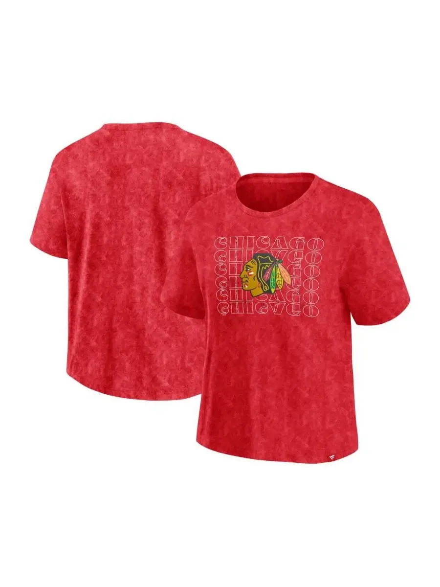 Fanatics Женская красная футболка Chicago Blackhawks с эффектом выцветшей ткани — изображение 1 из 3, красный