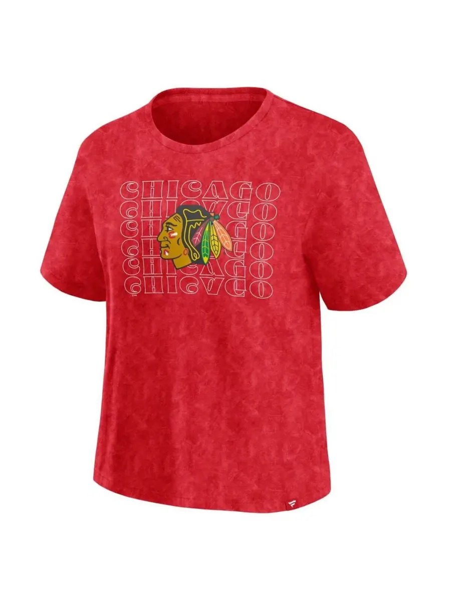 Fanatics Женская красная футболка Chicago Blackhawks с эффектом выцветшей ткани — изображение 3 из 3, красный