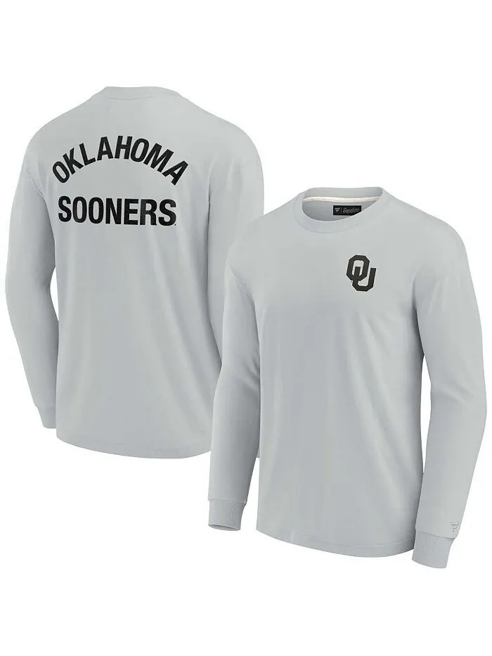 Мужская и женская серая супермягкая футболка с длинным рукавом Oklahoma Earlys Fanatics Signature