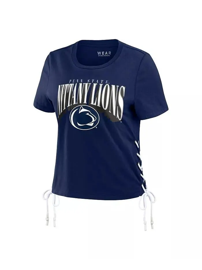 Женская темно-синяя футболка Penn State Nittany Lions со шнуровкой сбоку и скромным принтом WEAR by — изображение 4 из 4
