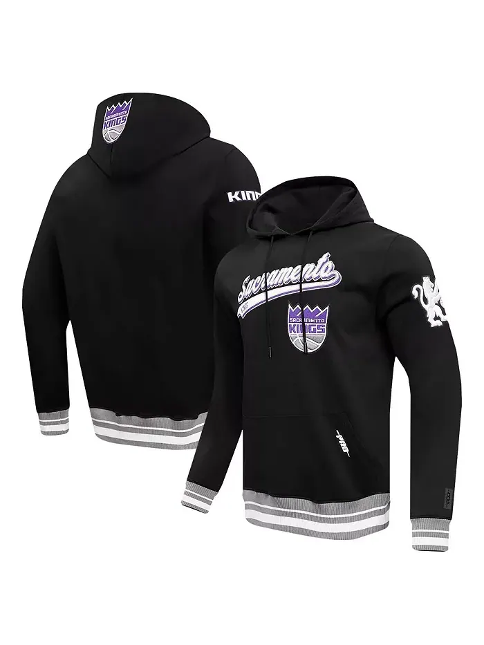 Мужская черная толстовка с капюшоном Sacramento Kings Script Tail Pullover Pro Standard — изображение 1 из 4