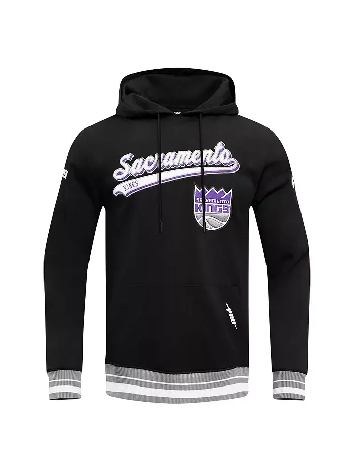 Мужская черная толстовка с капюшоном Sacramento Kings Script Tail Pullover Pro Standard — изображение 3 из 4