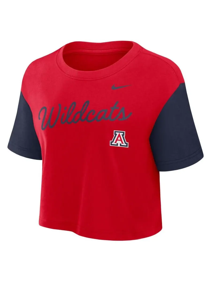 Nike Женская укороченная футболка Arizona Wildcats в красно-синей расцветке с цветными блоками и — изображение 3 из 3