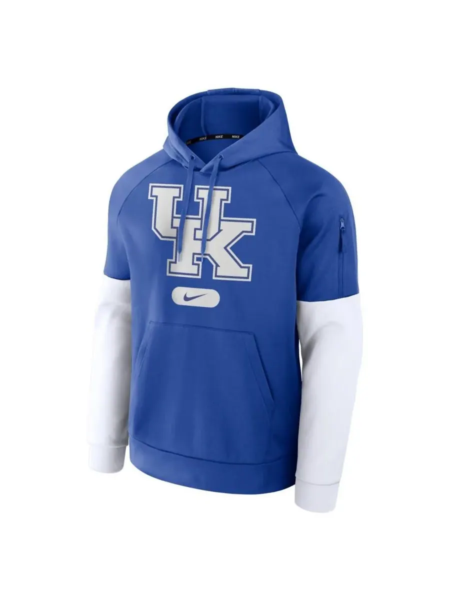 Nike Мужская толстовка с капюшоном Royal/White Kentucky Wildcats Fitness Performance — изображение 2 из 3, белый